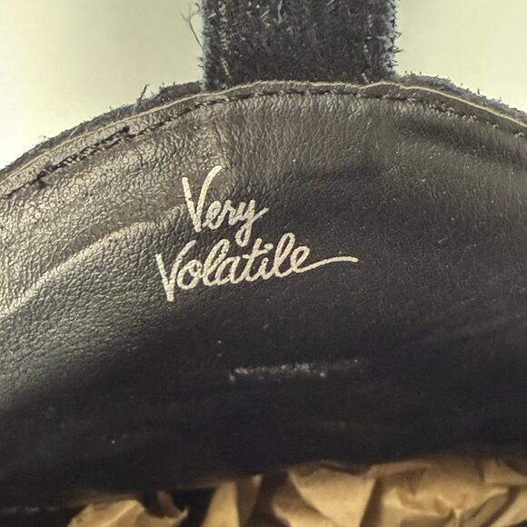 VERY VOLATILE Size 8 Fringe Cowboy Boots Black Suede Western Boho Country Chic - Picture 10 of 11